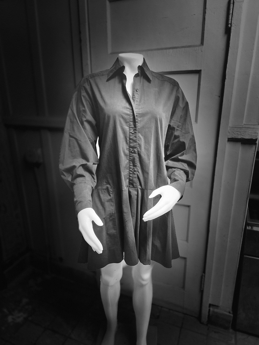 Women's Button-Front Shirt Dress in Black